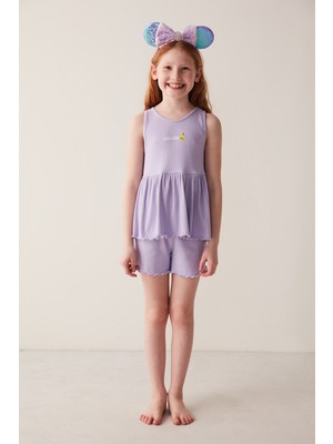 Penti Lila Kız Çocuk Lilac Frill 2li Pijama Takımı