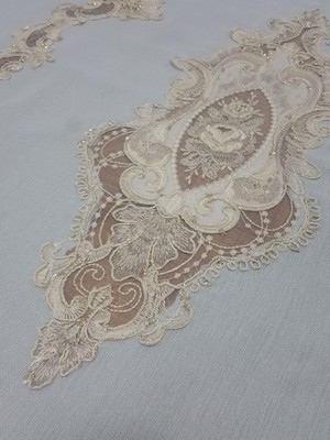 Finezza Perla Lüx Dantelli Simli Keten Kumaş Gri Masa Örtüsü ve Peçeteli Sofra Takımı 8 kişilik Dikdörtgen 160x230 cm 17 Parça - 1161