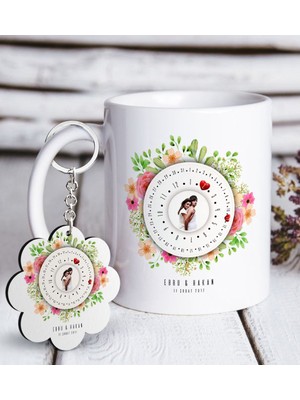 BK Kişiye Özel Fotoğraflı Tarihli Sonsuz Takvim Beyaz Kupa ve Anahtarlık Hediye Seti-1