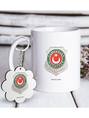 BK Kişiye Özel Mesleki Gümrük Muhafaza Personeli Beyaz Kupa ve Anahtarlık Hediye Seti