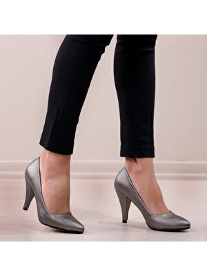 Pabucmarketi Platin Prada Kadın Stiletto Ayakkabı