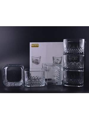 Star Glass Cam 6'lı Kare Magnolia Dondurmalık Seti - Jumbo Kase