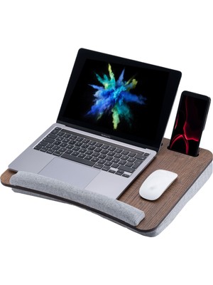 Vigo Wood Minderli Laptop Sehpası 13" ve 15.6" Taşınabilir Notebook, Tablet ve Telefon Bölmeli Masa
