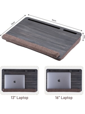 Vigo Wood Minderli Laptop Sehpası 15.6" ve 17.3" Taşınabilir Notebook, Tablet ve Telefon Bölmeli Masa