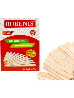 Rubenis Kutulu Ahşap Natürel Renk Dil Çubuğu 50’li 1 Kutu