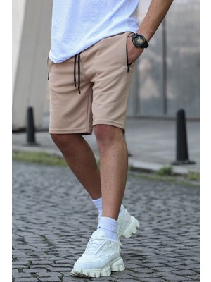 Madmext Bej Regular Fit Basic Erkek Şort  5464