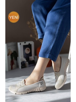Tarçın Ayakkabı Bej Kadın Spor Babet Yürüyüş Ayakkabısı Çpç-0004
