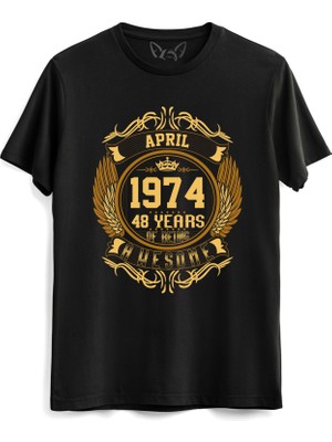 Alfa Tshirt Vintage Gold Awesome Series April 1974 Siyah Tshirt