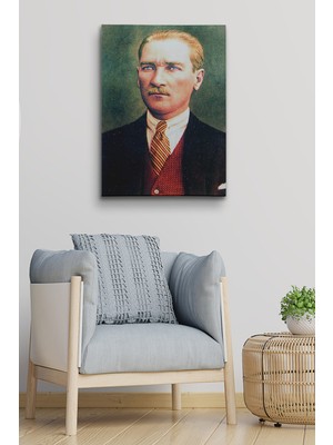 Lila Fil Lilafil Atatürk Portre Tablosu Mustafa Kemal Atatürk Dikdörtgen Dekoratif Kanvas Tablo