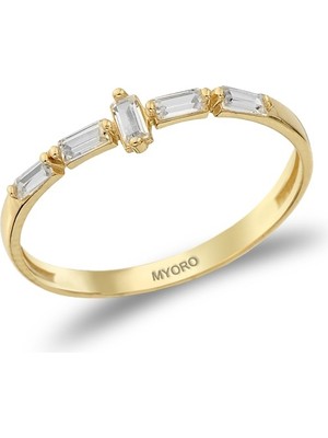 MYOROGOLD 14 Ayar Mini Baget Taşlı Yüzük