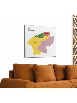 Dünyatablo Bartın Ili ve Ilçeler Haritası  Dekoratif Kanvas Tablo 1283