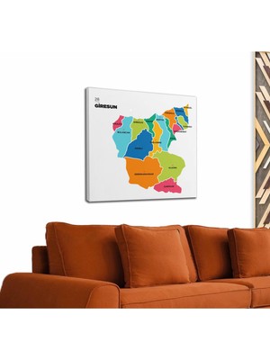 Dünyatablo Giresun  Ili ve Ilçeler Haritası  Dekoratif Kanvas Tablo 1345
