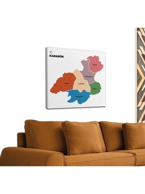 Dünyatablo Karabük Ili ve Ilçeler Haritası  Dekoratif Kanvas Tablo 1374