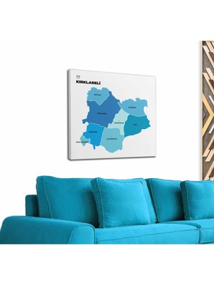 Dünyatablo Kırklareli Ili ve Ilçeler Haritası  Dekoratif Kanvas Tablo 1396