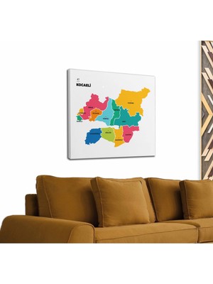 Dünyatablo Kocaeli  Ili ve Ilçeler Haritası  Dekoratif Kanvas Tablo 1400