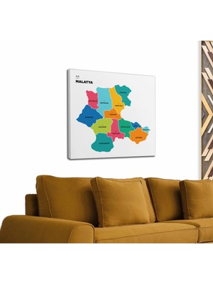 Dünyatablo Malatya  Ili ve Ilçeler Haritası  Dekoratif Kanvas Tablo 1409