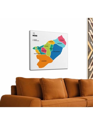 Dünyatablo Rize Ili ve Ilçeler Haritası  Dekoratif Kanvas Tablo 1439