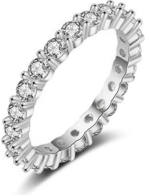 Abbsee Tamtur 2,58 Karat Elmas Kesim Zirkon Taşlı 925A Gümüş Yüzük