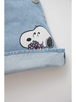 DeFacto Kız Bebek Snoopy Lisanslı Askılı Kısa Pamuklu Tulum W8422A222SM