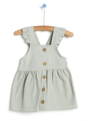 Hello Baby Sarmaşık Fırfır Askılı Kız Bebek Dokuma Elbise