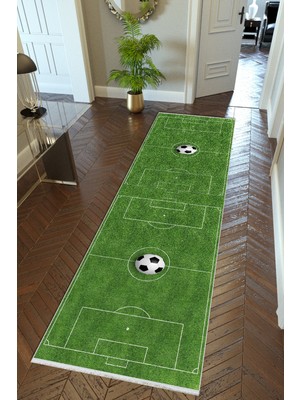10 Post Online Yolluk Çocuk Halısı Futbol Sahası Yeşil Kaymaz Kesme Yıkanabilir Ince Dijital Baskı Koridor Halısı