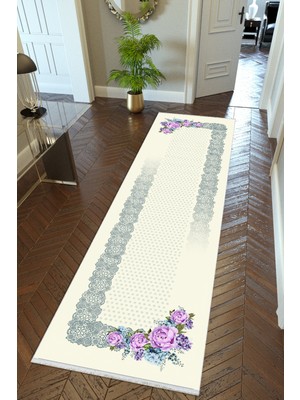 Yolluk Ekru Gri Krem Kaymaz Kesme Yıkanabilir Ince Dijital Baskı Koridor Halısı