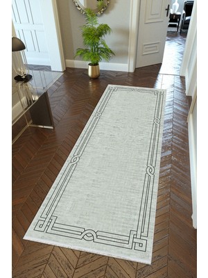 10 Post Online Yolluk Gri Kaymaz Kesme Yıkanabilir Ince Dijital Baskı Koridor Halısı