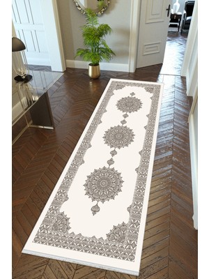 10 Post Online Yolluk Ekru Beyaz Gri Kaymaz Kesme Yıkanabilir Ince Dijital Baskı Koridor Halısı