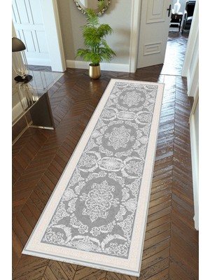 10 Post Online Yolluk Gri Kaymaz Kesme Yıkanabilir Ince Dijital Baskı Koridor Halısı