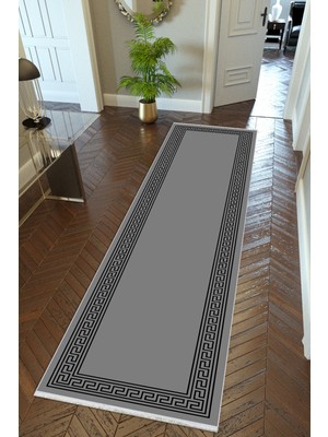 10 Post Online Yolluk Gri Kaymaz Kesme Yıkanabilir Ince Dijital Baskı Koridor Halısı