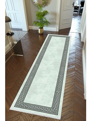 10 Post Online Yolluk Gri Kaymaz Kesme Yıkanabilir Ince Dijital Baskı Koridor Halısı