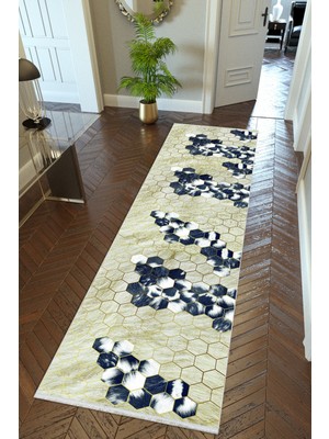 10 Post Online Yolluk Lacivert Kahverengi Mavi Kaymaz Kesme Yıkanabilir Ince Dijital Baskı Koridor Halısı