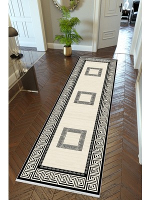 10 Post Online Yolluk Gri Siyah Kaymaz Kesme Yıkanabilir Ince Dijital Baskı Koridor Halısı