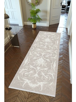 10 Post Online Yolluk Gri Kaymaz Kesme Yıkanabilir Ince Dijital Baskı Koridor Halısı