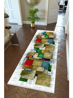 10 Post Online Yolluk Beyaz Kaymaz Kesme Yıkanabilir Ince Dijital Baskı Koridor Halısı