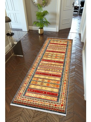 10 Post Online Yolluk Kilim Desenli Otantik Turuncu Kaymaz Kesme Yıkanabilir Ince Dijital Baskı Koridor Halısı