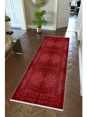 10 Post Online Yolluk Otantik Bordo Kaymaz Kesme Yıkanabilir Ince Dijital Baskı Koridor Halısı