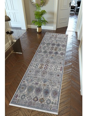 10 Post Online Yolluk Gri Kaymaz Kesme Yıkanabilir Ince Dijital Baskı Koridor Halısı