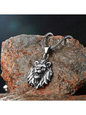 Takılingo 925 Ayar Gümüş Üç Boyutlu Aslan Motifli Kolye
