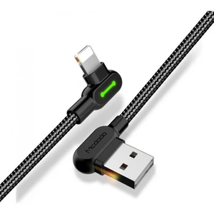 Ca-4673 L Tipi Lightning iPhone Uyumlu Çift Yönlü Ledli Örgü Data-Şarj Kablosu 2a 1.8m-Siyah