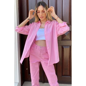Mad Girls Pembe Oversize Gömlek MG1369