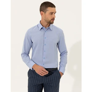 Pierre Cardin Erkek Mavi Slim Fit Armürlü Gömlek 50255245-VR036