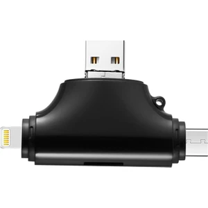 Type-C Lightning Micro USB Telefonlar Için Sd Kart Okuyucu Flash Disk Adaptör AL2743 Siyah