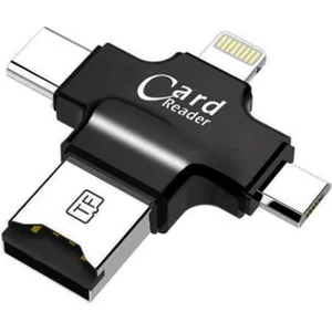 Type-C Lightning Micro USB Telefonlar Için Microsd Kart Okuyucu Flash Adaptör AL2744 Siyah