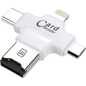 Type-C Lightning Micro USB Telefonlar Için Microsd Kart Okuyucu Flash Adaptör AL2744 Beyaz