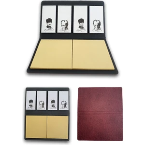 Deri Kapaklı Atatürk Yapışkanlı Lüx Bloknot Set
