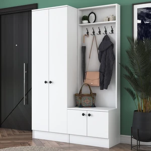 P6 Modern Portmanto Ayakkabılık Vestiyer Beyaz M5