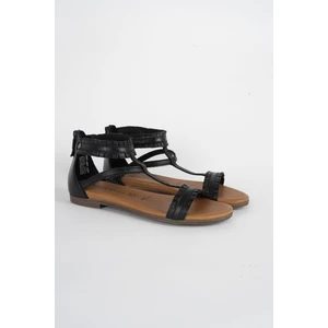 Mushoes Siyah Hakiki Deri Sandalet 128-22