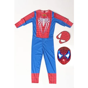 Marvel Spider-Man Işıklı Maskeli Beyaz Baskılı Marvel Spider-Man Kostümü Yeni Örümcek Adam Kostüm