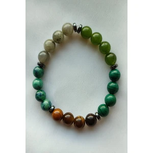 Fibromiyalji Doğaltaş Bileklik (Labradorit, Yeşim, Malahit,kaplangözü,azurit,hematit)